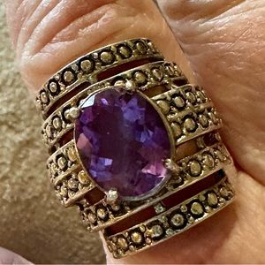 Nicky Butler Silver-Tone Ring with Purple Center Stone
